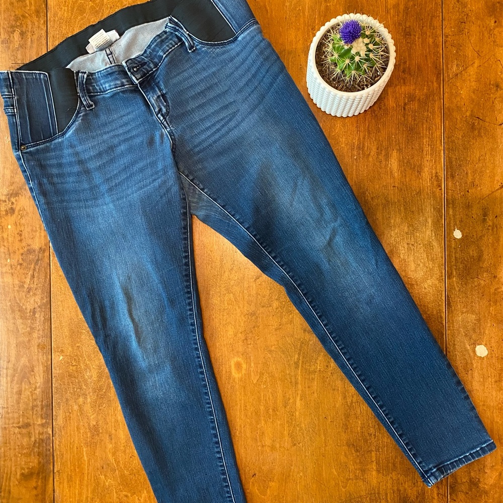 Isabel Maternity Skinny Jeans Size 12 Dark Wash Over Belly Panel